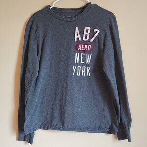 Aeropostale Boy's A 87 New York Grey Long Sleeve Size Large